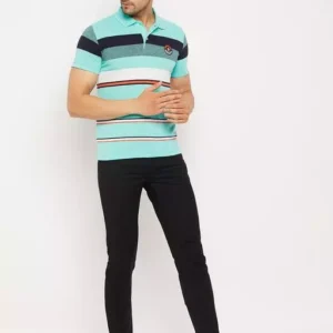 Multicolor Striped Half Sleeves Polo T-Shirt