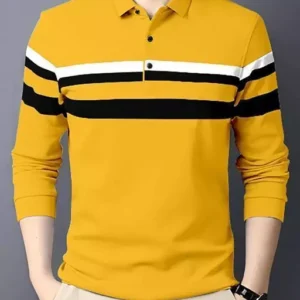 Polo  Full Sleeve Striped T Shirt 100% Cotton